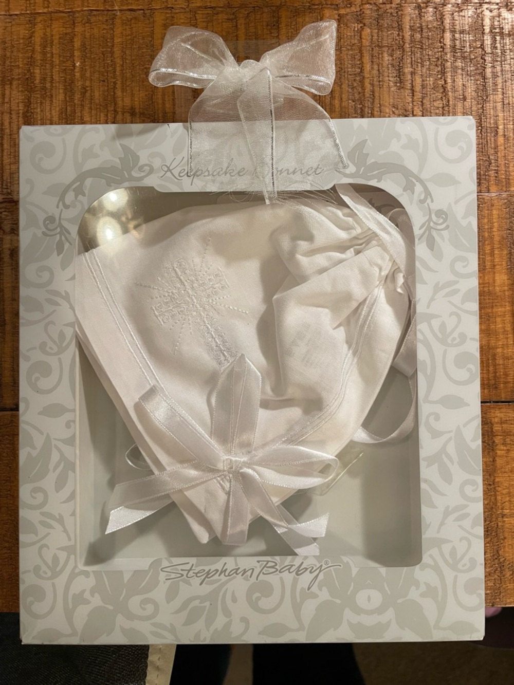 Stephan Baby White Christening Bonnet